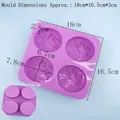 Purple 4-cavity silicone mold with butterfly and floral patterns for soap making - 7264-Butterfly Flower