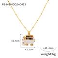 Vergulde olifant ketting met witte hanger en kleurrijke fonkelende strassteentjes - Gouden Witte Olifant Stijl(P1941)