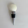Seashell wine bottle stopper with white scallop design and silicone vacuum seal - Scallop Shell Stopper