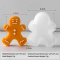 Gingerbread man silicone mold and orange resin craft showing precise dimensions - Gingerbread Man DZ055