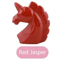 Hand-carved red jasper crystal unicorn head statue with polished finish - Red Jasper Unicorn