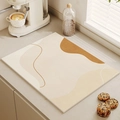 Minimalist square coffee station drying mat with abstract geometric pattern - Morandi Minimalist
