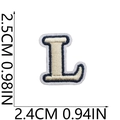Detail view of mini embroidered letter L patch with dimensions 2.5x2.4cm on white background - L (Beige)