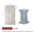Molde de silicona de columna jónica con vela azul y dimensiones detalladas - Columna Jónica