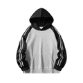 Men's two-tone hooded sweatshirt with raglan sleeves and white side stripes - Heather Grey/Black