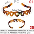 Polished wave-shaped tortoise shell plastic headband with non-slip inner teeth - 4057 Glossy Tortoiseshell - PC