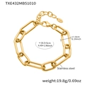 Macro shot of gold stainless steel paperclip chain bracelet with lobster clasp detail - Gold Bracelet 16+5cm
