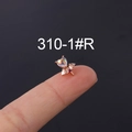 Rose gold ear stud featuring iridescent heart and bat design on a delicate steel bar - Heart with Wings Style (HSPJ310-1#R)