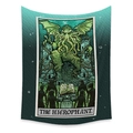 Macro shot of The Hierophant tarot tapestry with Cthulhu art and diamond woven texture - 73X95CM / The Hierophant