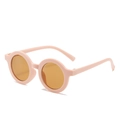 Kids vintage round sunglasses with soft macaron pink plastic frame and brown lenses - Pink Frame