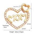 Golden heart-shaped 'Mom' pendant with sparkling white cubic zirconia inlay - M182938 Rhinestone MOM Heart Gold