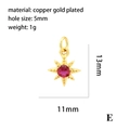 Achtzackiger Sternanhänger aus vergoldetem Kupfer mit rotem Zirkon für DIY-Schmuck - Achtzackiger Stern Roter Stil (AC00053) / Roter Zirkonia (P03300)