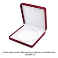 Elegant burgundy velvet necklace gift box with white lining and 19x19x4cm dimensions - Rounded Velvet/19x19x4cm / Wine Red