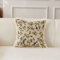 Vintage Vögel Jacquard Kissenbezug mit Fransen, amerikanischer Landhausstil Sofakissen. - 45*45cm (Ohne Kern) / Südlicher Zweig und Vogel