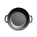 Poêle en fonte robuste avec doubles poignées pour plaques à induction, noir mat profond - Poêle seule / Poêle à deux anses 22cm (Hauteur 4cm)