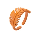Bague feuille orange à la mode avec laque mate et anneau ouvert réglable pour femme - Ouvert Réglable / Orange