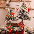 Set di quattro decorazioni vintage a trenino di Natale in legno con Babbo Natale - Modello Colorato (O-FJ84)