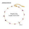 Macro view of 18K gold stainless steel anklet with purple natural stones and lobster clasp - Purple Gemstone Anklet JDAW2303019