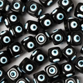 Perles carrées œil grec en résine noire pour la fabrication de bijoux et de bracelets DIY - Noir