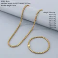 4mm stainless steel square pearl chain necklace for men and women available in multiple lengths - 4mm Gold Color Bracelet
