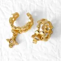 Golden C-shaped ear cuff set with intricate woven pattern and star drop zircon - Style C - Star Pendant Ear Cuff