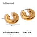 Waterproof gold-plated stainless steel hollow chunky C-shaped hoop earrings for women - Gold