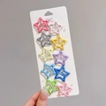 Set of 10 colorful star-shaped metal hair clips in various bright dopamine colors - Five-pointed Star Set - 10 Pcs