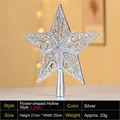 Close-up of large 20cm silver hollowed flower star topper for Christmas tree decoration - 20cm Hollow Flower Pattern Silver