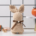 Cute light brown rabbit-shaped coral fleece towel gift with pearl ribbon decoration - Brown Rabbit