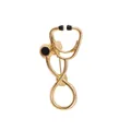 Creative stethoscope brooch in gold finish with black enamel details and metal pin back - Stethoscope Creative Shape (QT0818) / Bright Gold