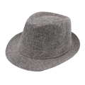 Detailed macro view of woven grey-brown jazz trilby hat with textured mesh weave - M (56-58cm) / Medium Grey