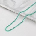 Minimalist turquoise enamel box chain necklace in polished stainless steel - Green