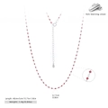 Vista detallada del collar de plata 925 con cuentas rojas, longitud 40cm+5cm - Plata 925 Chapada en Oro Blanco - Rojo