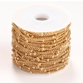 Roll of 18K gold plated stainless steel curb chain with small beads for DIY jewelry - 0.3mm Wire/1.0mm Width/1.7mm Bead / Gold