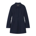 Abito a camicia linea A blu navy a maniche lunghe con colletto classico e tasche laterali - XS / Blu scuro