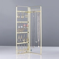 Golden folding screen jewelry organizer for earrings and necklaces with a metal finish - Large / Gold
