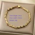 Pulsera de cadena de acero inoxidable bañada en oro de 18K con cierre de langosta - Estilo de Patrón Retorcido (KB148087-Z)