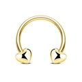 Minimalist golden heart-shaped circular barbell nose ring with high-gloss finish - Gold Heart