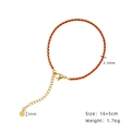 Handmade red braided rope bracelet with 18K gold plated titanium steel beads and size details - Gold Red String