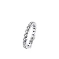Minimalist S925 sterling silver eternity ring featuring bezel set round cubic zirconia stones - US Size 5 / Eternity Bezel Setting Pave Style (RHR374)