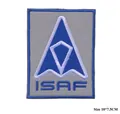 Tactical ISAF embroidered patch featuring gray and blue arrow logo 10x7.5cm size - ISAF (10*7.5CM)
