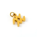 Gold stainless steel hollow zodiac pendant featuring a minimalist geometric design - Aquarius - Single Pendant