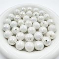 Polished white iridescent round acrylic beads with holes for DIY jewelry making - 16mm/Piece / White