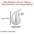 Silver teardrop earrings in polished hypoallergenic steel, 14.6g weight, 51x30mm size - Water Drop Stud / 30*50mm / Steel