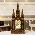 Christmas church snow globe lantern with snowman family and warm lighting - Large Church Snowman