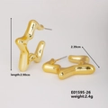 Golden irregular star-shaped geometric earrings with polished wavy texture finish - Gold Wavy Star Outline (E01595-26)