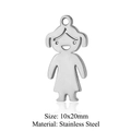 Poliertes Edelstahl Mädchen-Anhänger für DIY-Schmuck, Größe 10x20mm - Cartoon-Mädchen Anhänger (Pendant Only) (JA427-1-2)