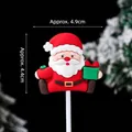 Christmas Santa Claus acrylic cake topper with red and white colors, 4.4cm x 4.9cm size - Soft Glue Santa with Apple Gift Box / Approx. 4.9x4.4cm