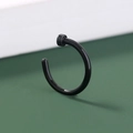 Minimalist black U-shaped nose ring in polished stainless steel for body piercing - C-Shape Smooth Surface / Black