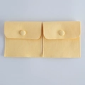 Light yellow velvet jewelry pouch with snap button closure for rings and small gifts - 8x8cm / Yellow